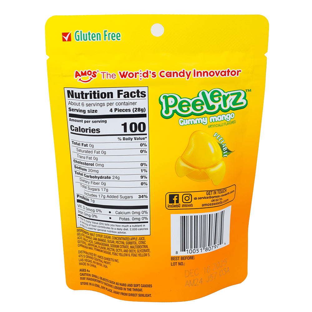 Amos Peelerz Gummy Mango 6oz