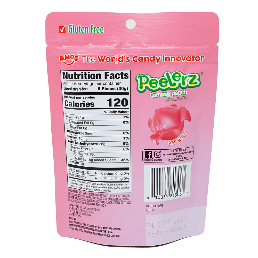 Amos Peelerz Gummy Peach  6oz