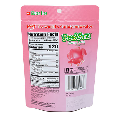 Amos Peelerz Gummy Peach  6oz
