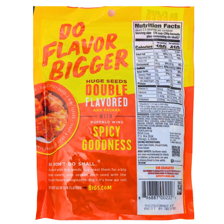 BIGS Buffalo Wings Sunflower Seeds 5.35oz - Nutrition Facts Ingredients