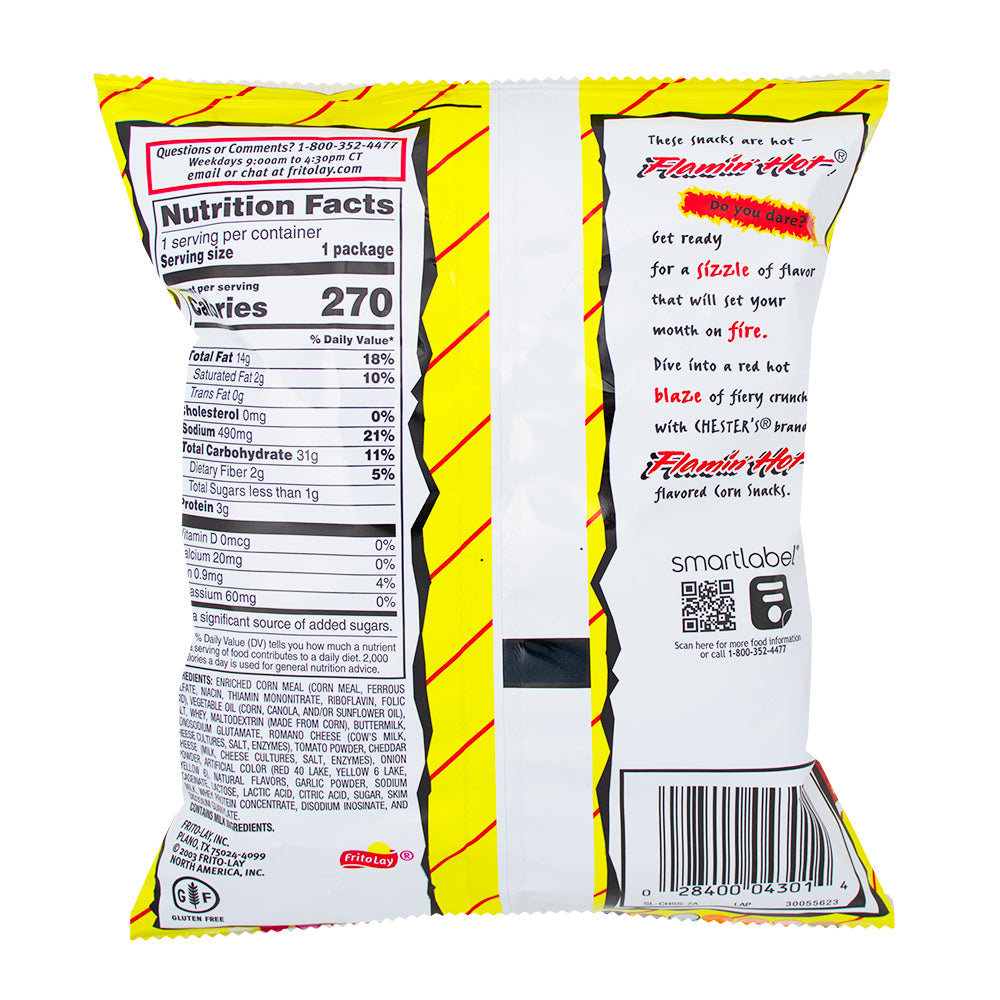 Chester's Fries Flamin Hot Snack Size 1.75oz - Nutrition Facts Ingredients