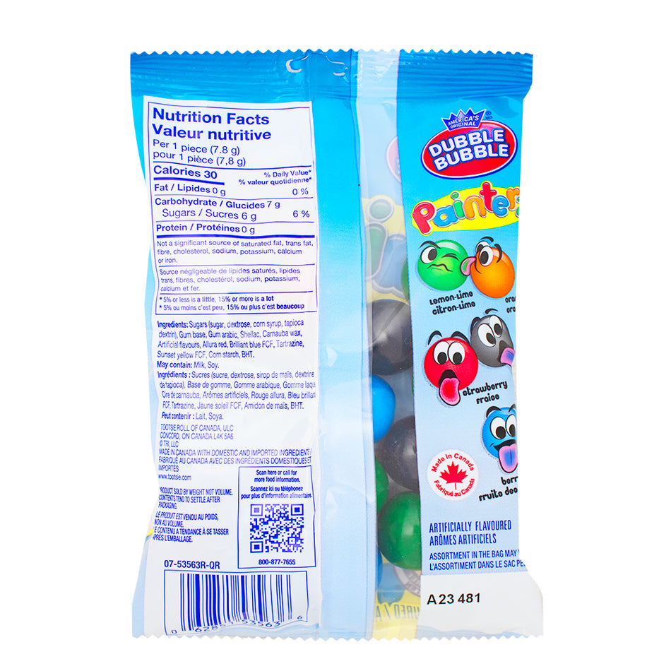 Dubble Bubble Tongue Painterz Gumballs 113g -  Nutrition Facts Ingredients