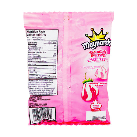 Maynards Swedish Berries & Creme 154g - 12 Pack - Canadian Candy Nutrition Facts Ingredients