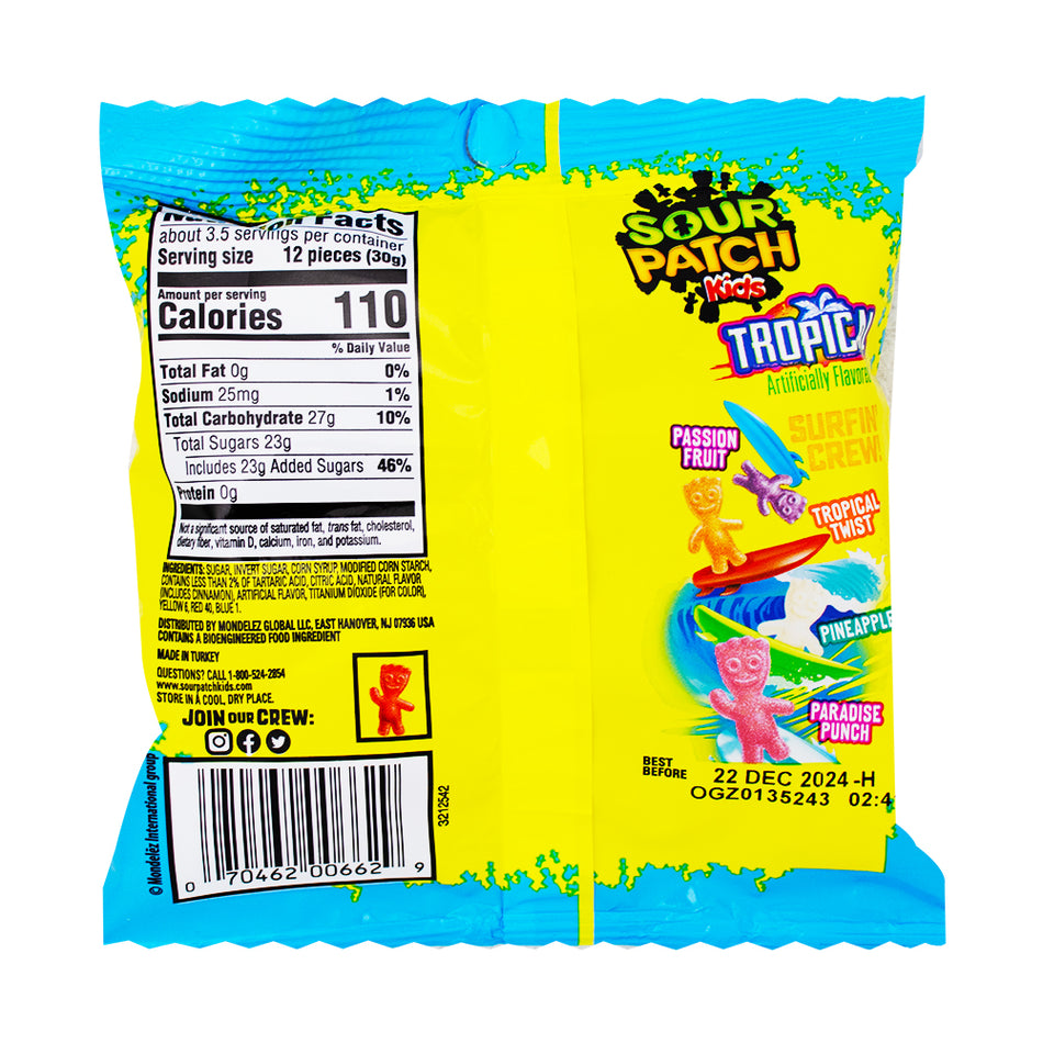 Sour Patch Kids Tropical Candy 3.6oz - 12 Pack   Nutrition Facts Ingredients