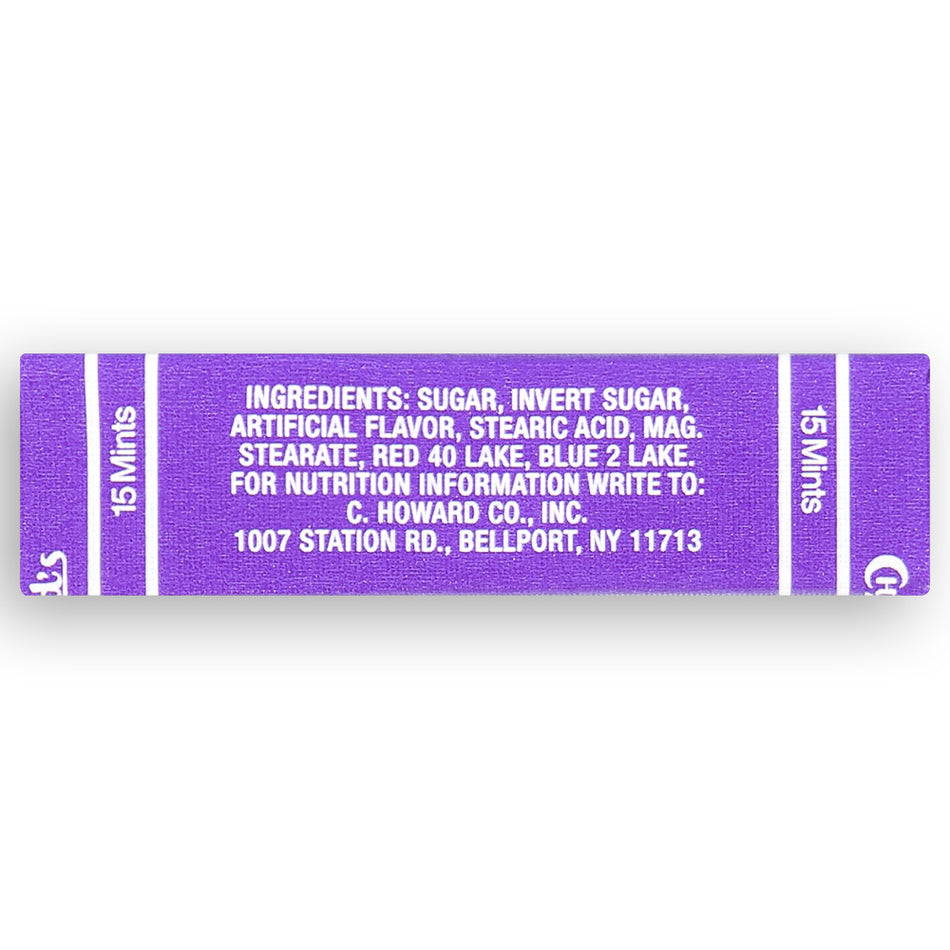 CHowards Violet Mints - Nutrition Facts Ingredients
