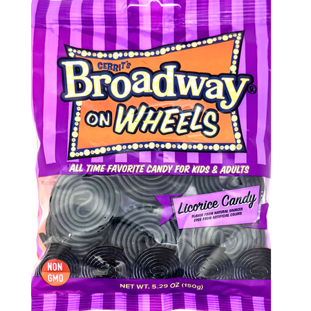 Gerrit's Broadway on Wheels Black Licorice Candy 5.29oz - 12 Pack