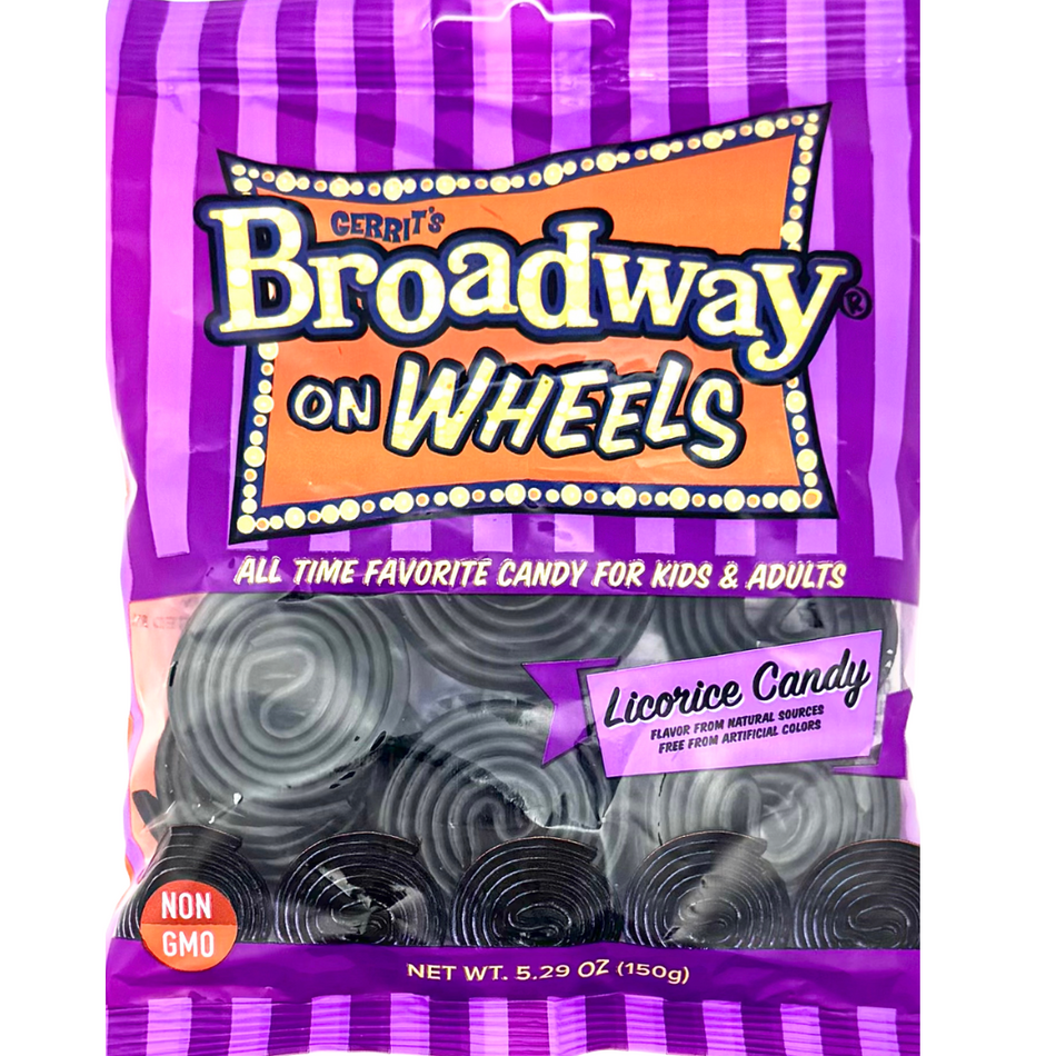 Gerrit's Broadway on Wheels Black Licorice Candy 5.29oz - 12 Pack