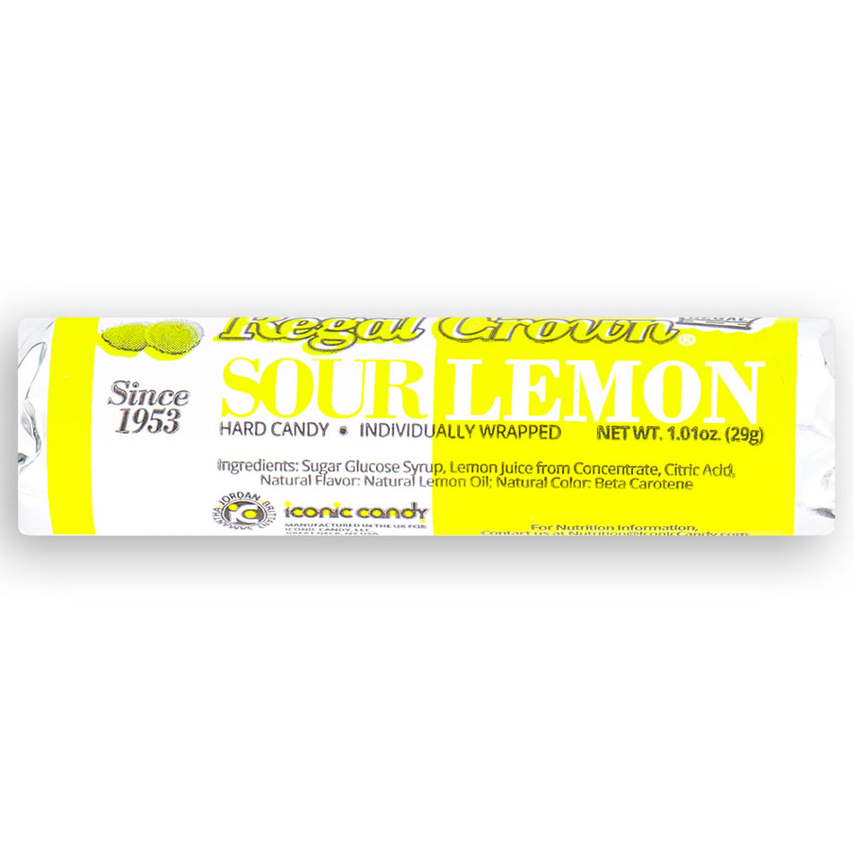 Regal Crown Sour Lemon Candy Rolls -Nutrition Facts Ingredients
