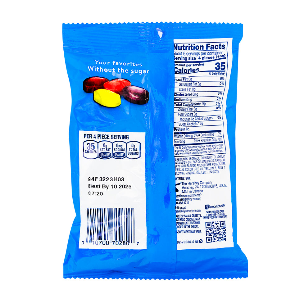 Jolly Rancher Sugar Free Hard Candy 3.6oz - Nutrition Facts Ingredients