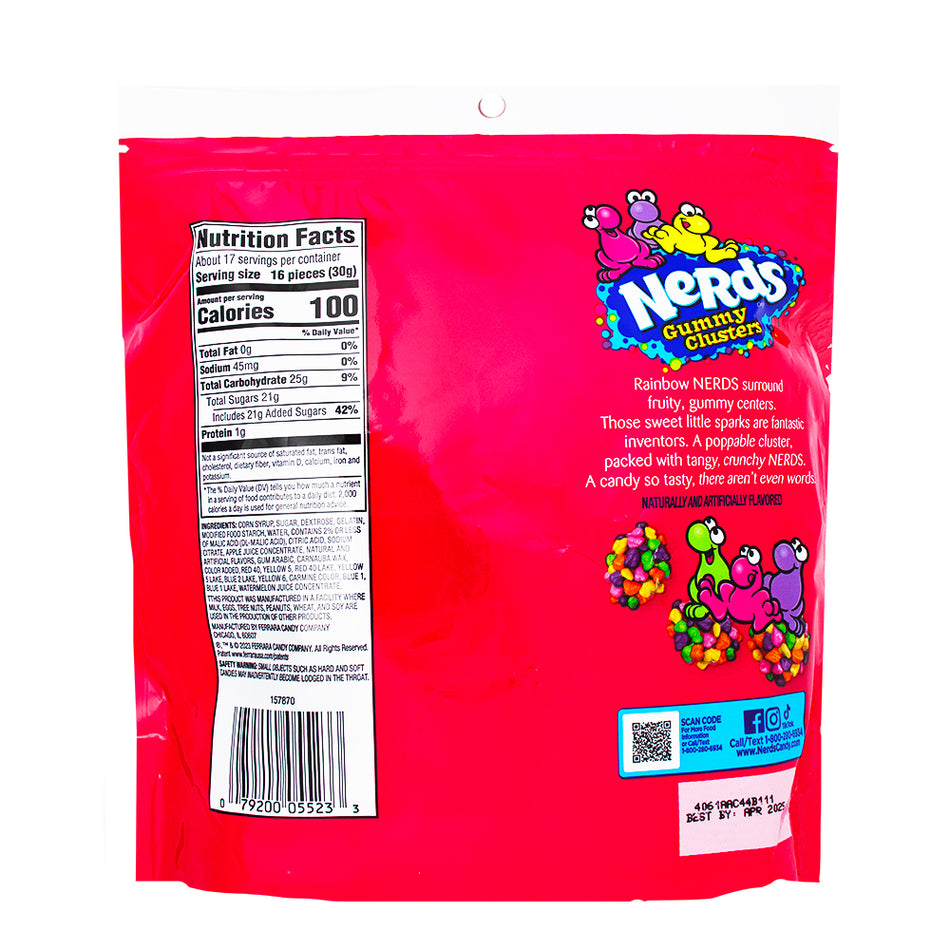 Nerds Gummy Clusters Rainbow Family Size 18.5oz -  Nutrition Facts Ingredients