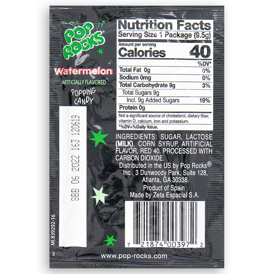 Pop Rocks Watermelon - Nutrition Facts Ingredients