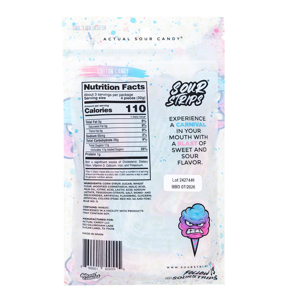 Sour Strips Cotton Candy 96g