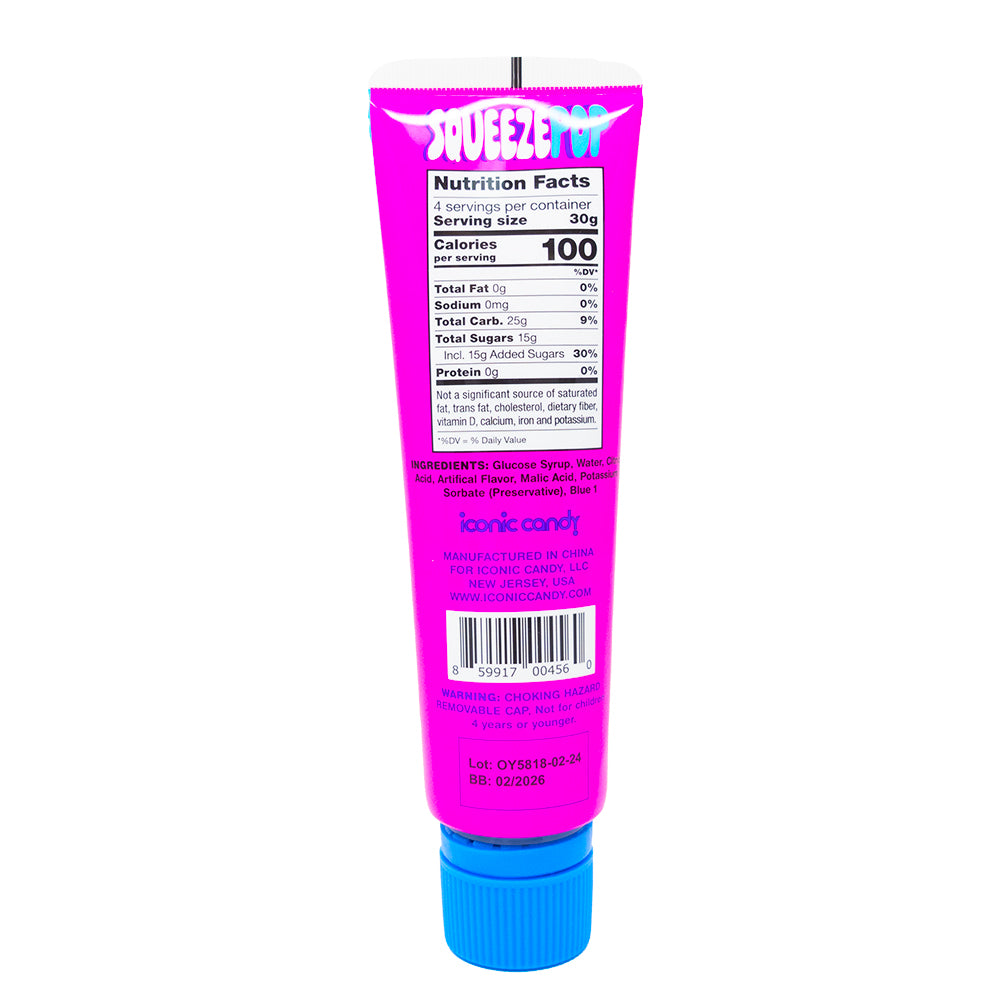 Squeeze Pop Assorted Flavours 4oz - Nutrition Facts Ingredients