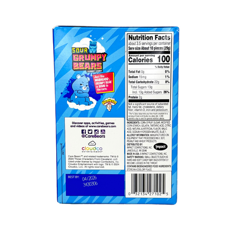 Warheads Care Bears Sour Grumpy Bears Theatre Box 3.5oz