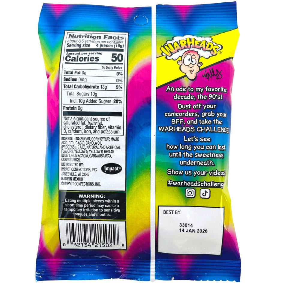 WarHeads Extreme Sour Hard Candy - Nutrition Facts Ingredients