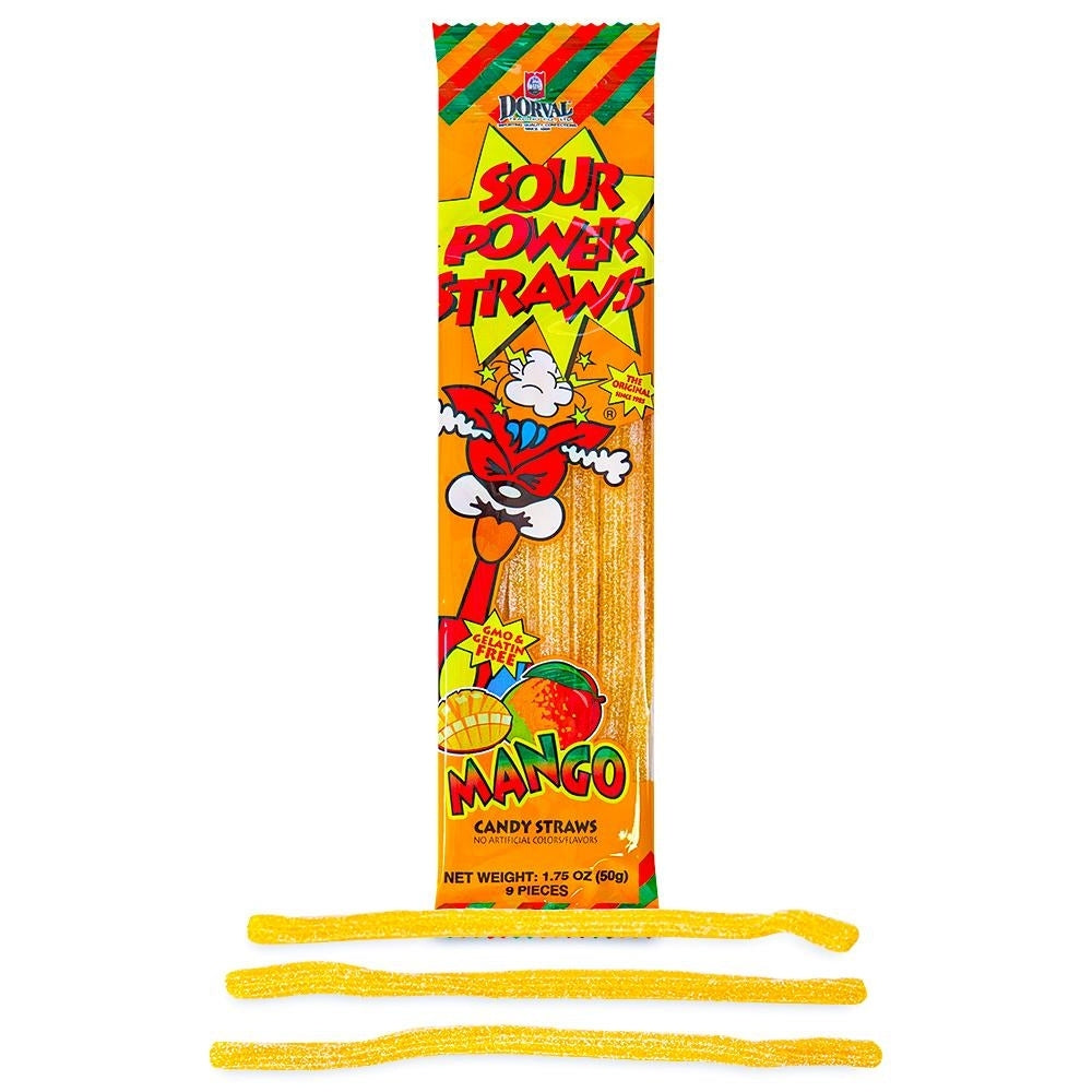 Dorval Sour Power Straws Mango 50g 1.75oz Candy District