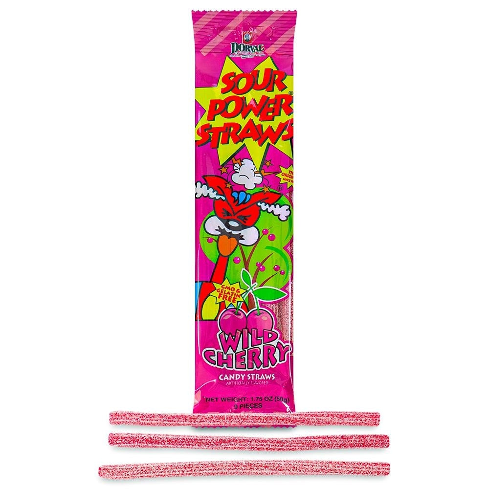 Dorval Sour Power Straws Wild Cherry 50g 1.75oz Candy District