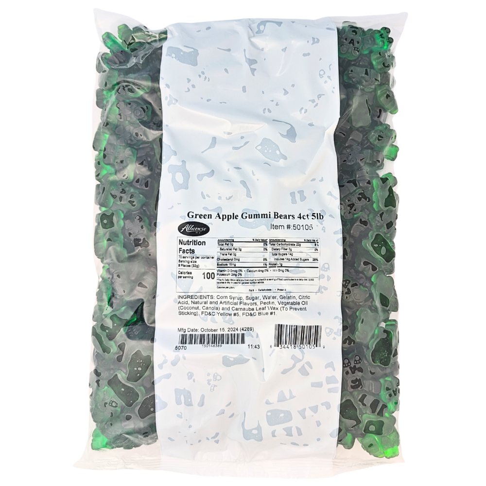 Albanese Green Apple Gummi Bears - 5lbs