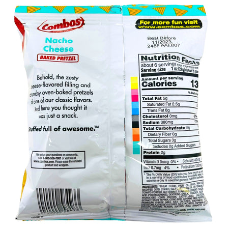 Combos Nacho Cheese Large 6.3oz - Nutrition Facts Ingredients