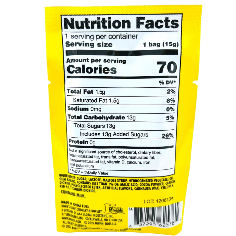 Dippin' Dots Popping Candy 0.53oz -  Nutrition Facts Ingredients
