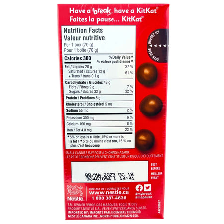 Kit Kat Pops 70g - Nutrition Facts Ingredients