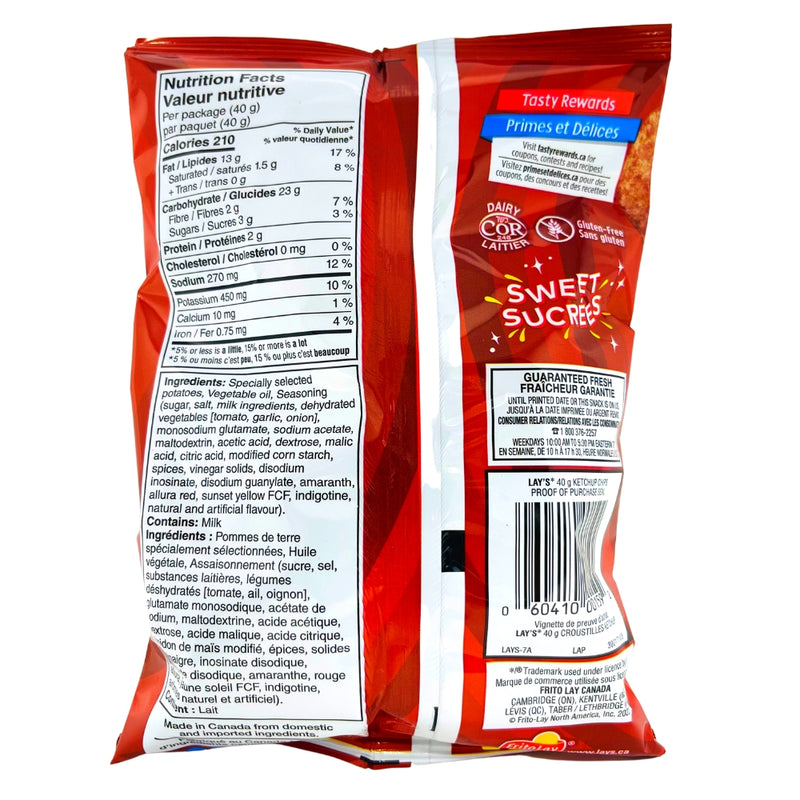 Lays Ketchup Chips 40g - 40 Pack Nutrition Facts Ingredients