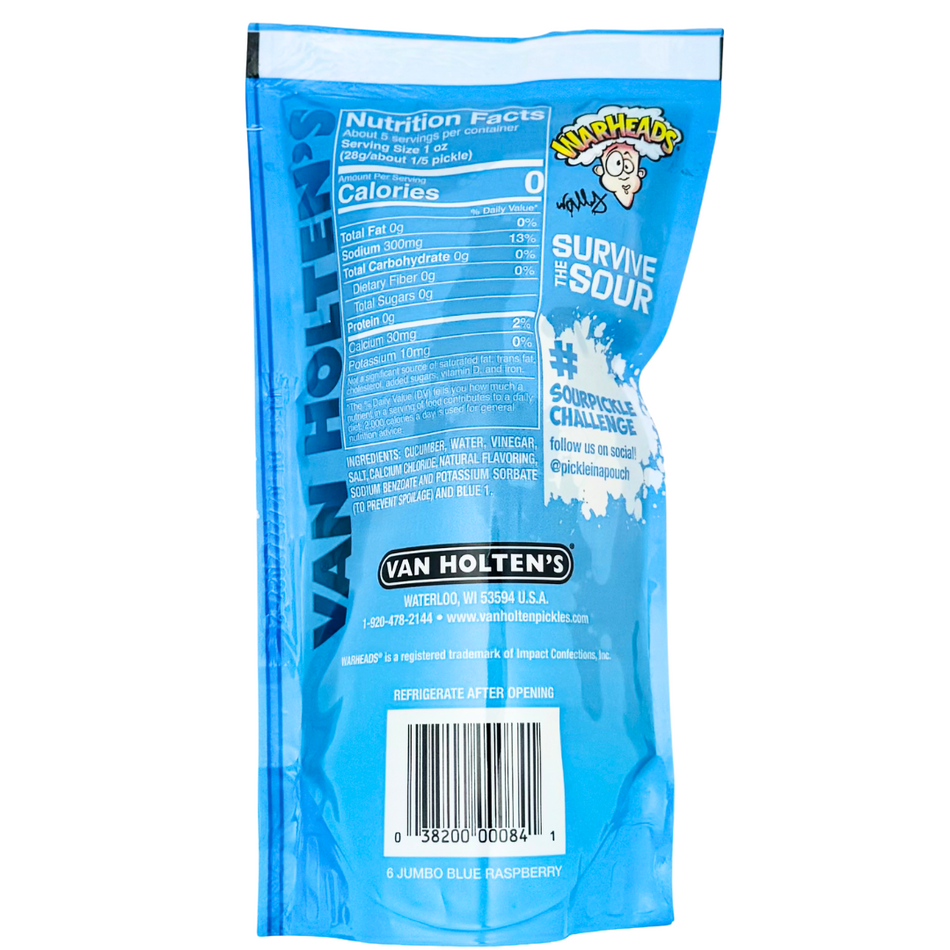 Van Holten's Pickle in-a Pouch Extreme Sour Blue Raspberry - 12 Pack