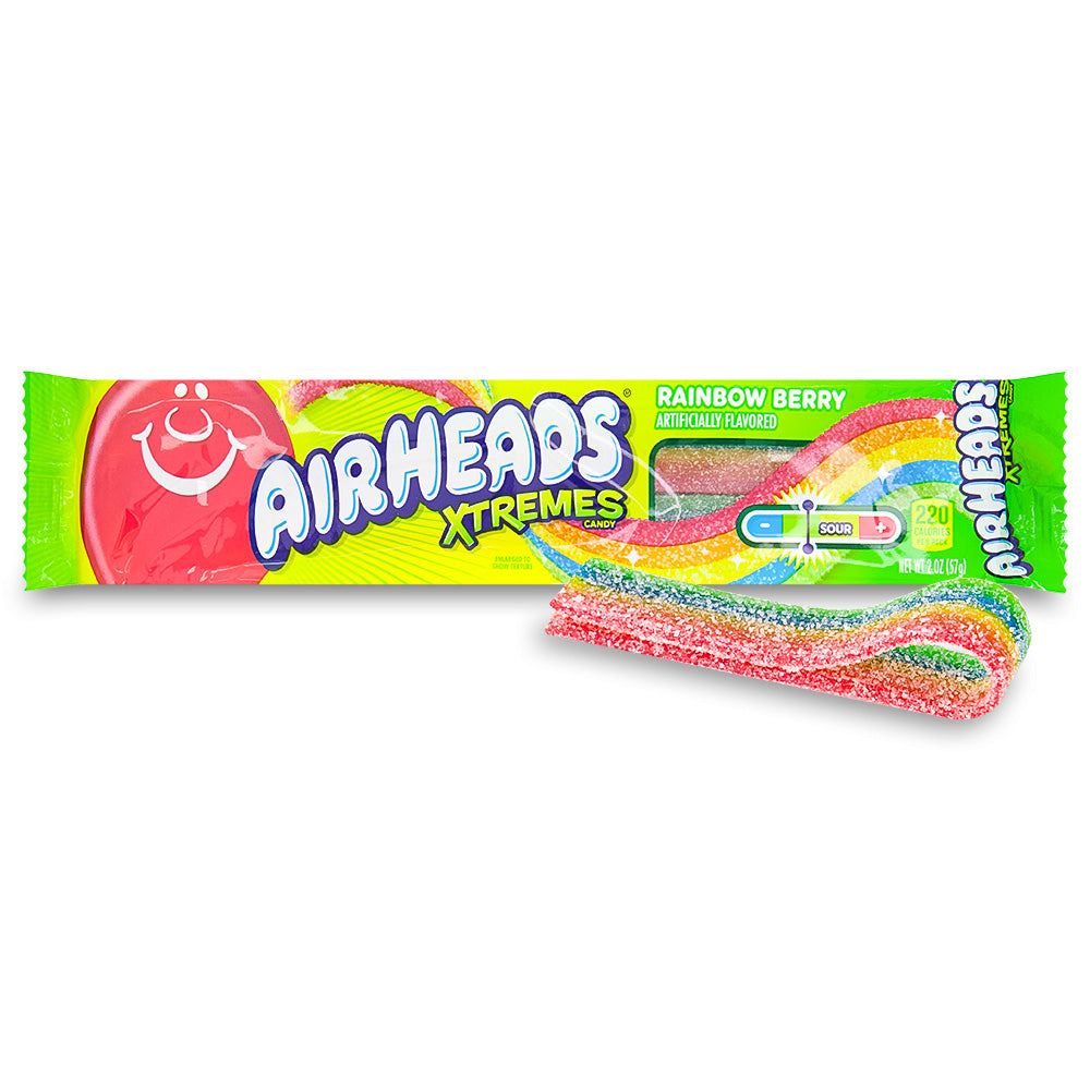 Airheads Xtremes Rainbow Berry Sour Belts Candy 57g - 18 Pack