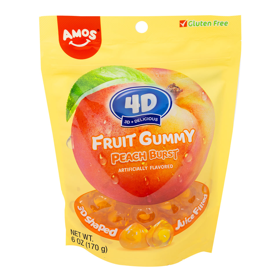 Amos 4D Fruit Gummy Peach Burst 6oz 
