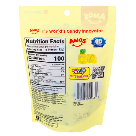 Amos 4D Fruit Gummy Pineapple Burst 6oz