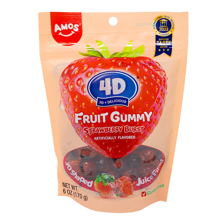 Amos 4D Fruit Gummy Strawberry Burst  6oz