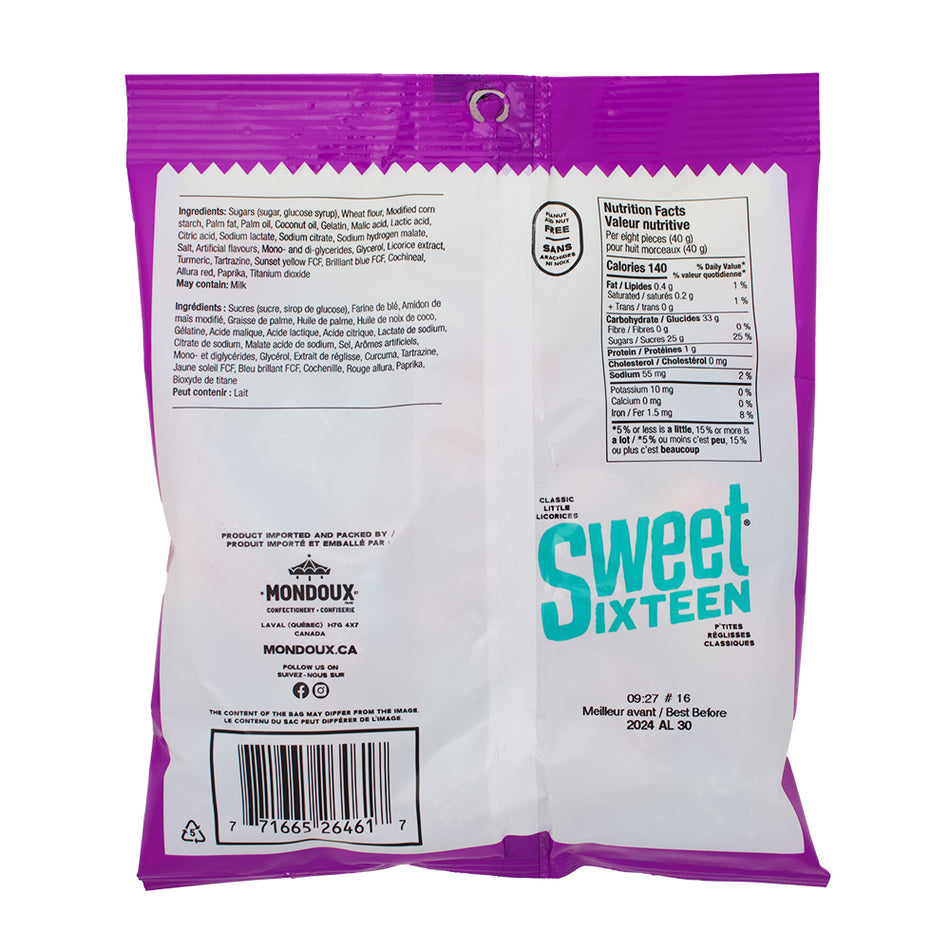 Sweet Sixteen Assorted Licorice 185g - 10 Pack Nutrition Facts Ingredients