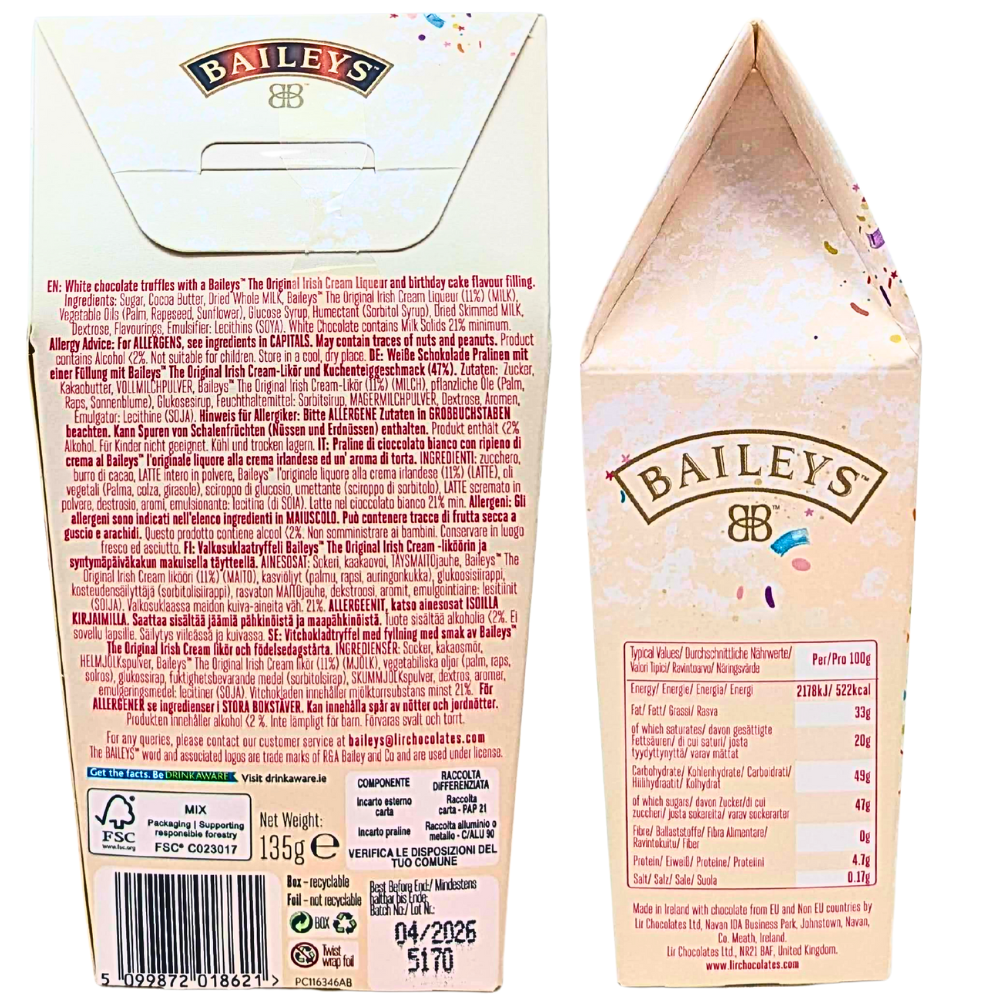 Baileys Chocolate Truffles Birthday Cake - 135g