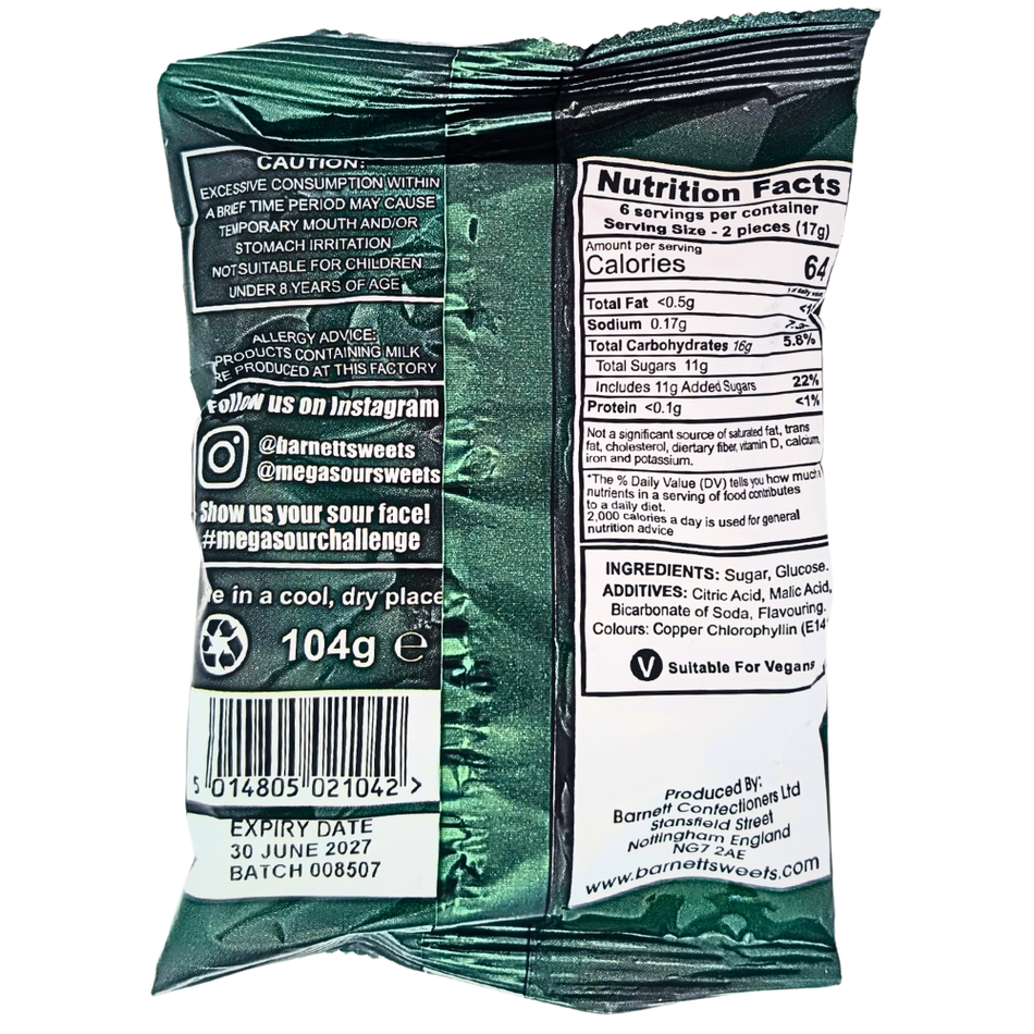 Barnetts Mega Sour Apple (UK) - 104g
