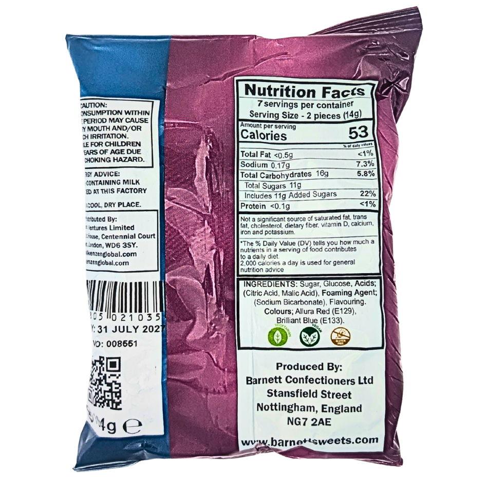 Barnetts Mega Sour Bubblegum (UK) - 104g