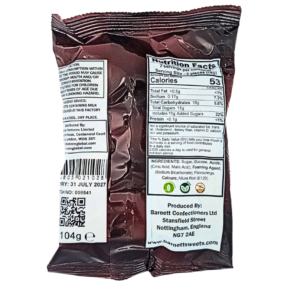 Barnetts Mega Sour Cherry (UK) - 104g