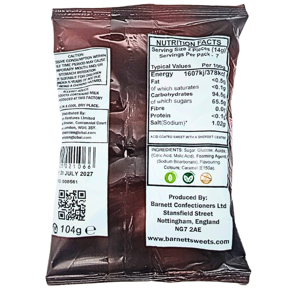 Barnetts Mega Sour Cola (UK) - 104g