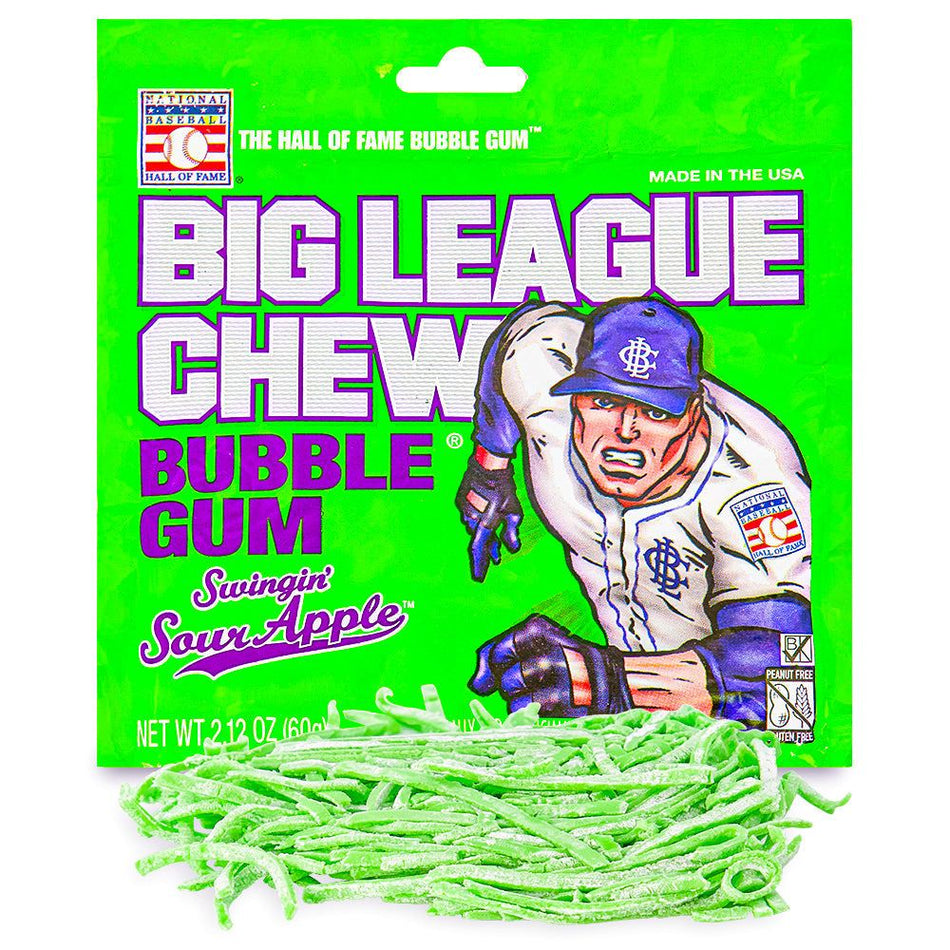 Big League Chew Bubble Gum - Swingin' Sour Apple: 60g 12 Pack