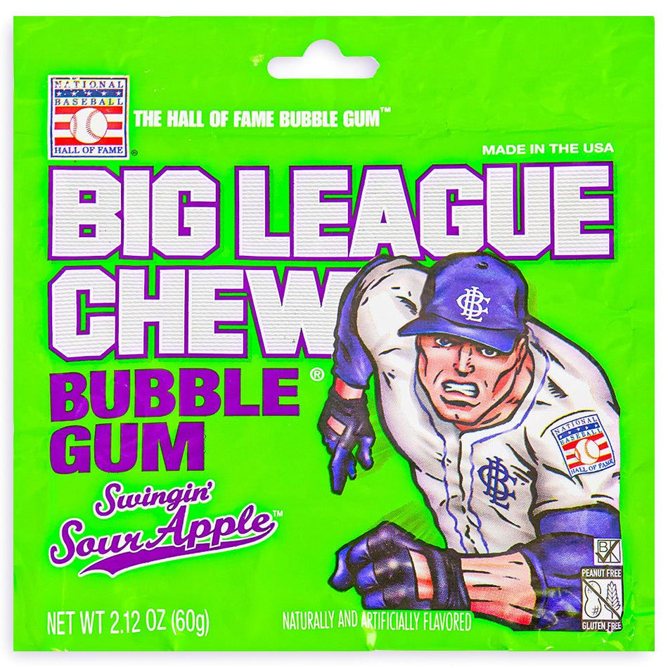 Big League Chew Bubble Gum - Swingin' Sour Apple: 60g 12 Pack