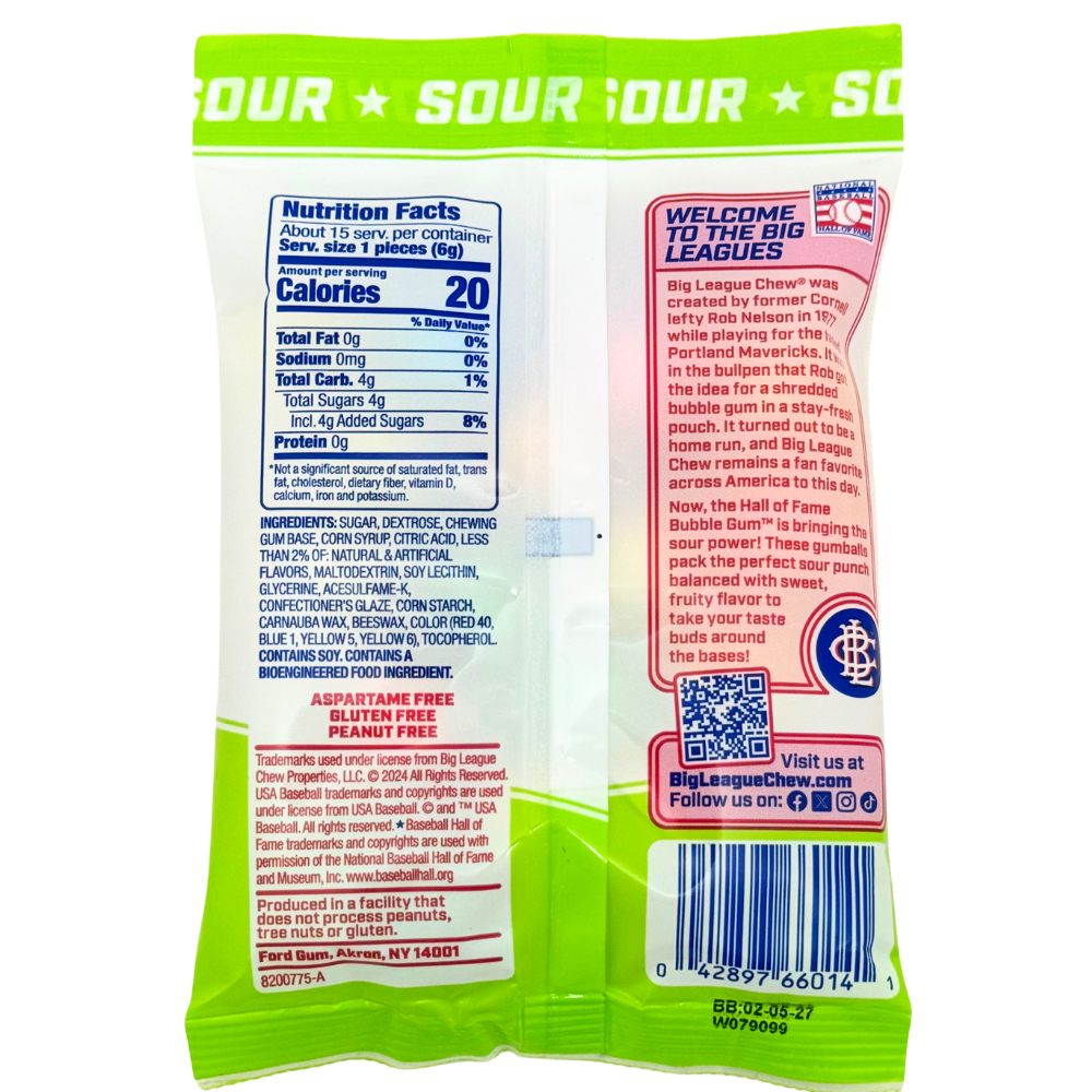 Big League Chew Sour Gumballs 3oz - 12 Pack