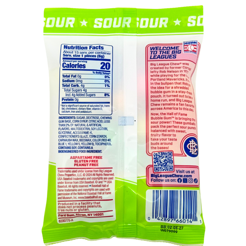 Big League Chew Sour Gumballs 3oz - 12 Pack