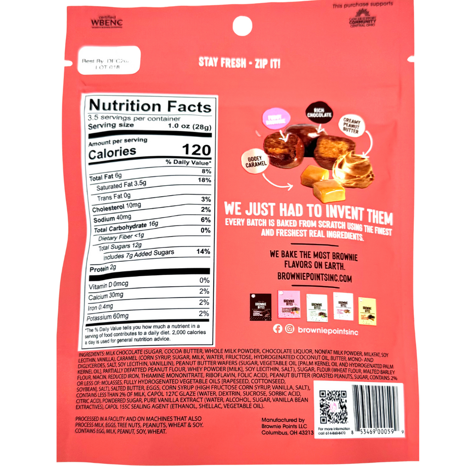 Brownie Points PB & Caramel Brownie Bites 3.5oz - 12 Pack