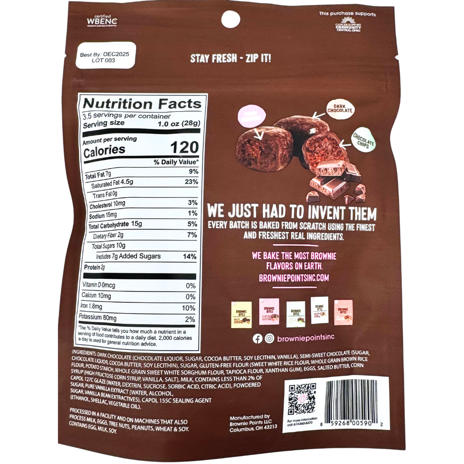 Brownie Points Gluten-Free Truffle Fudge Brownie Bites -3.5oz - 12 Pack