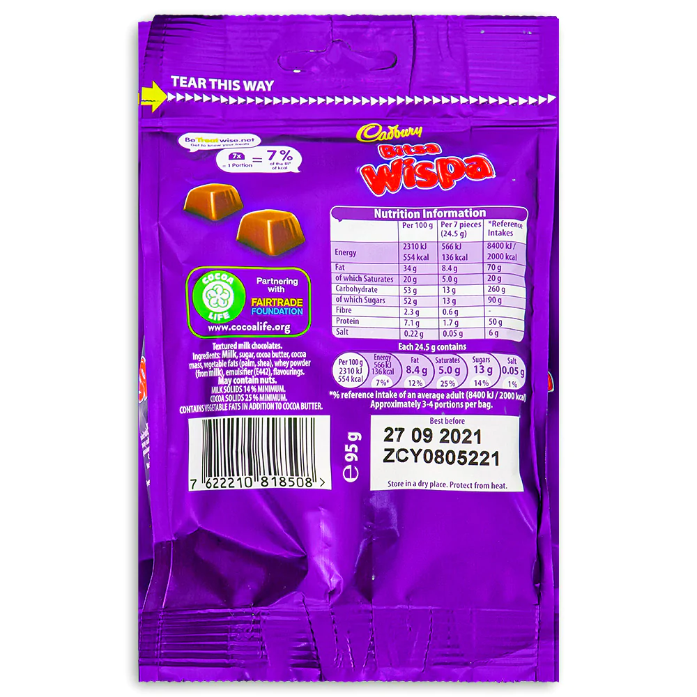 Cadbury Bitsa Wispa (UK) - 95g - top view