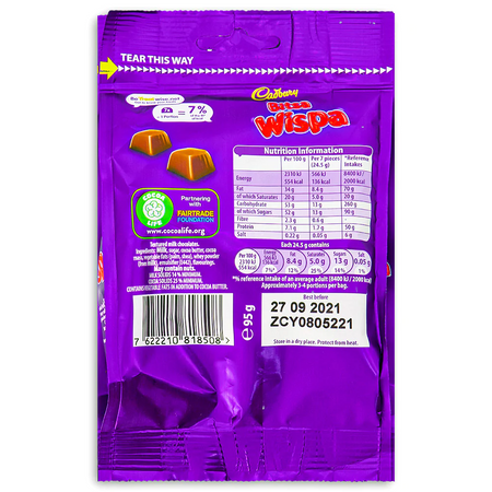 Cadbury Bitsa Wispa (UK) - 95g - top view
