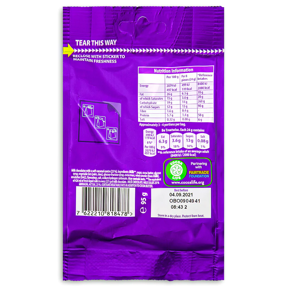 Cadbury Dairy Milk Caramel Nibbles (UK) - 85g - top view
