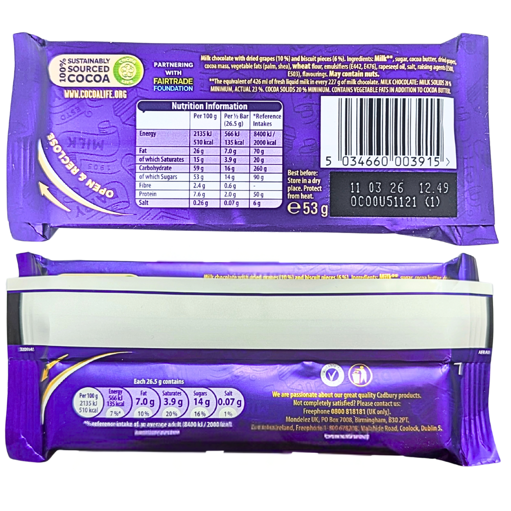 Cadbury Dairy Milk Tiffin (Ireland) - 53g | Candy District