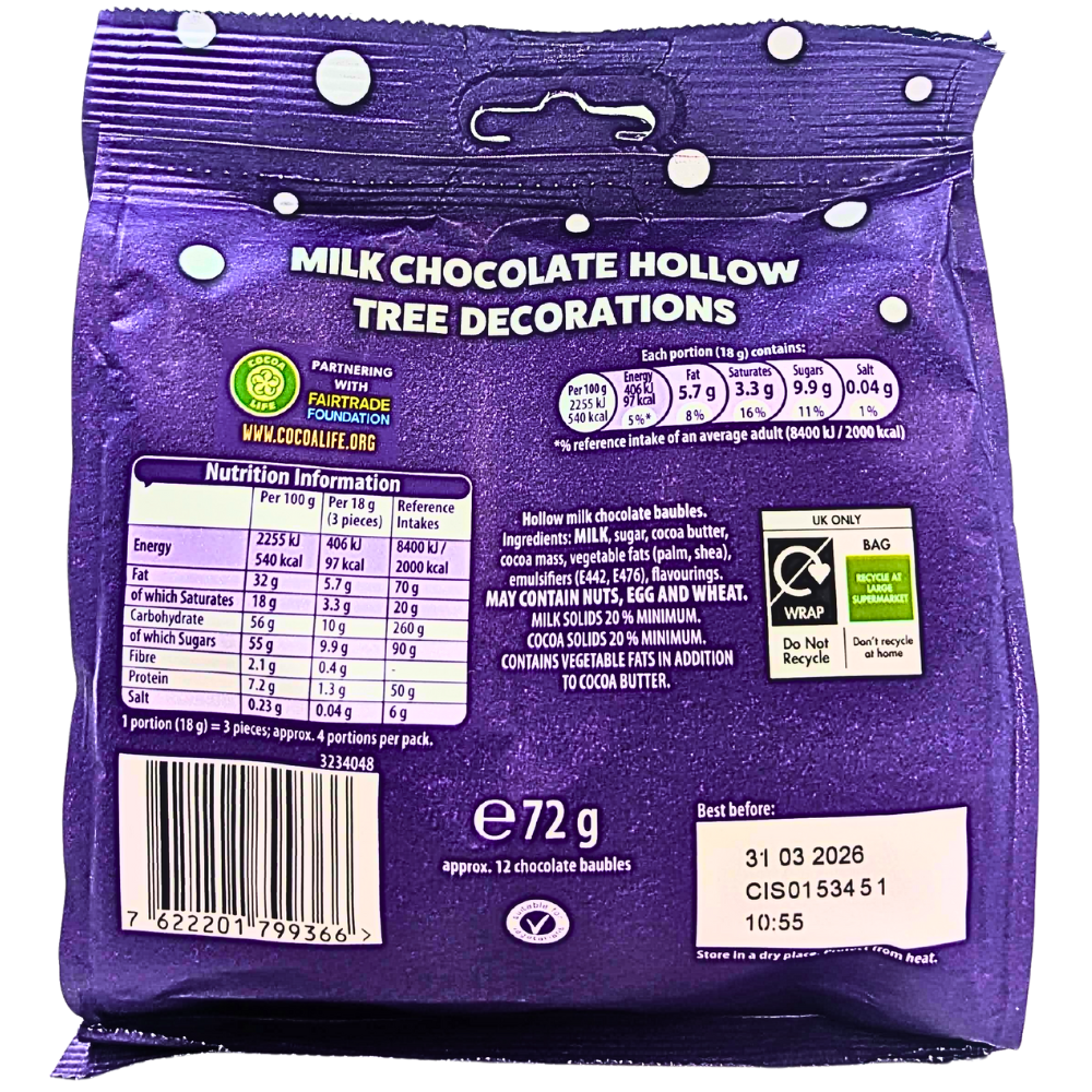 Cadbury Mini Baubles Tree Decorations (UK) - 72g