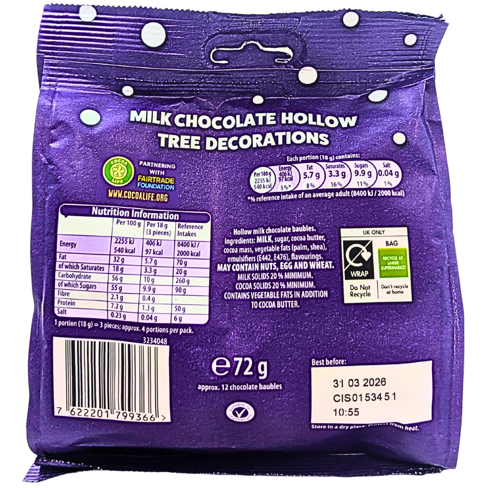 Cadbury Mini Baubles Tree Decorations (UK) - 72g
