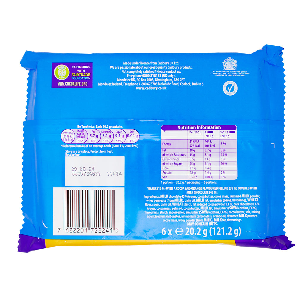 Cadbury Timeout Wafer Orange 121.2g - Nutrition Facts Ingredients